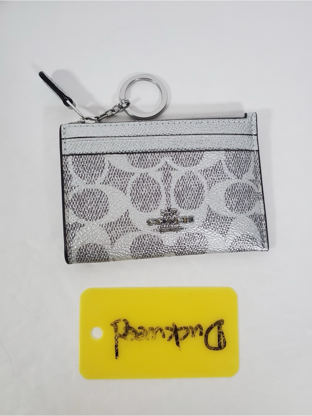 NWT Coach Mini Skinny Id Case In Signature Canvas CCS50 Grey Silver